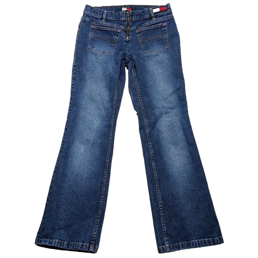 VTG TOMMY JEANS BACKWARDS Women Juniors 11‎ Stretch Denim Blue Jeans RARE